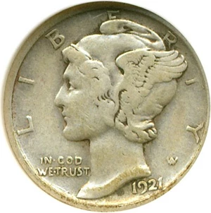 image for: 1921-D 10c DGS VG10 (Lightly Corroded Obverse)