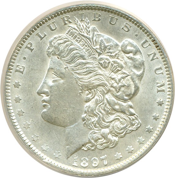 image for: Top 100 VAM: 1897 $1 VAM 6A Lamination ANACS AU55