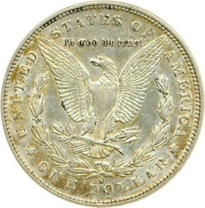 image for: Top 100 VAM: 1891-S $1 VAM 3 Doubled Stars AU Details ANACS Net XF45 (Cleaned)