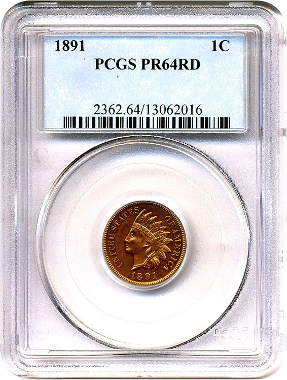 image for: 1891 1c  PCGS Proof 64 RD