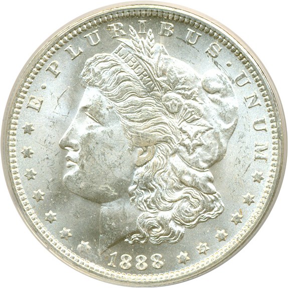 image for: Top 100 VAM: 1888-O $1 VAM 1A  E Rev ANACS MS63 