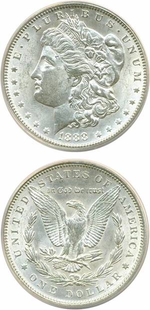 image for: 1888-O $1 VAM 24 DDR ANACS AU58