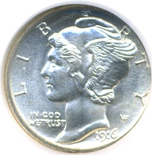 image for: 1916-S 10c Mercury NGC MS65 FB