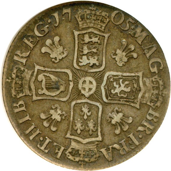 image for: Great Britain: 1705 Shil  ANACS VG-8  (S-3588)