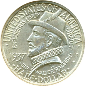 image for: 1937 50c Roanoke ANACS MS63