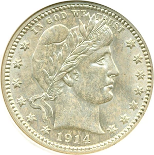 image for: 1914 25c DGS AU55 (Environmental Damage)