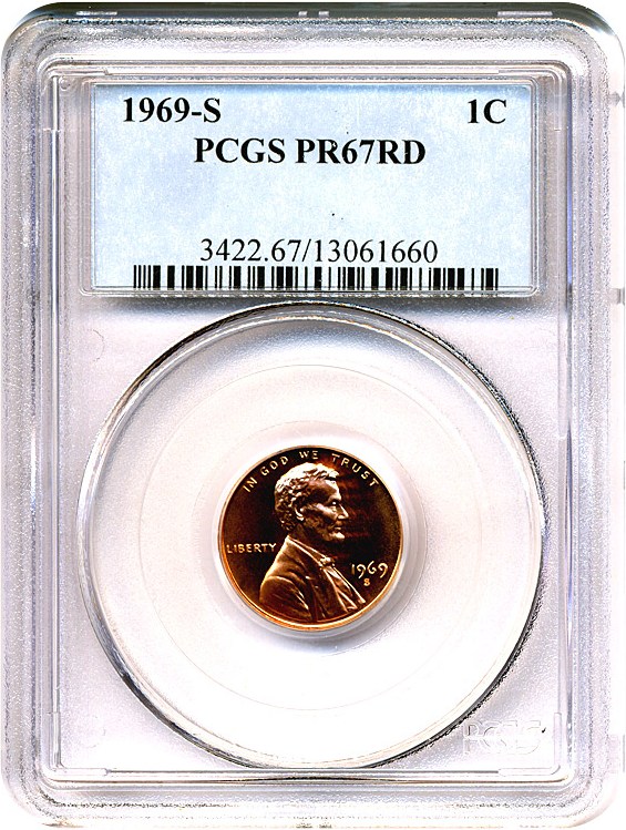 image for: 1969-S 1c  PCGS Proof 67 RD