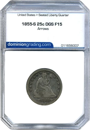 image for: 1855-S 25c With Arrows DGS F15