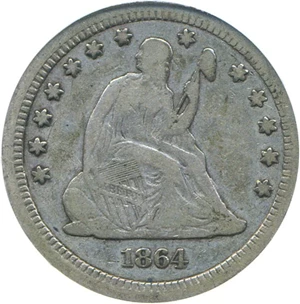image for: 1864 25c DGS VF20