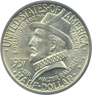 image for: 1937 50c Roanoke PCGS MS65