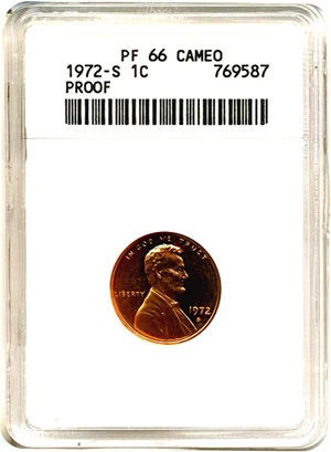 image for: 1972-S 1c ANACS Proof 66 RD Cameo