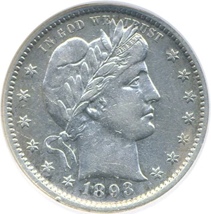 image for: 1893-S 25c DGS XF40 (Lightly Cleaned)