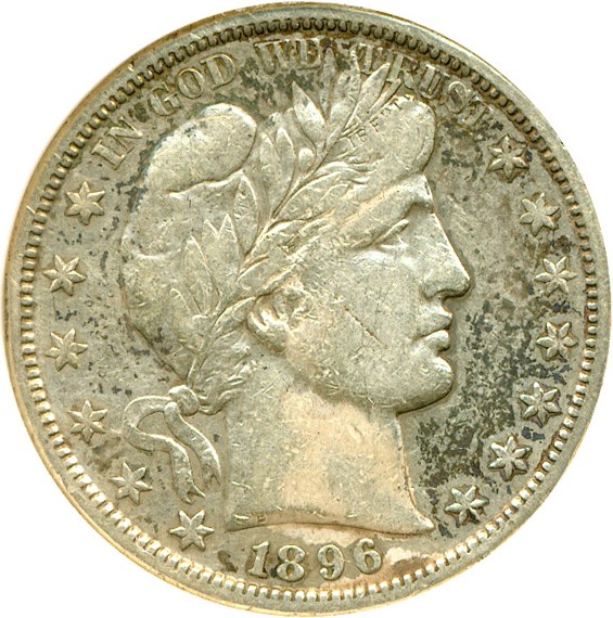 image for: 1896-S 50c DGS VF20  (Cleaned, Environmental Damage)