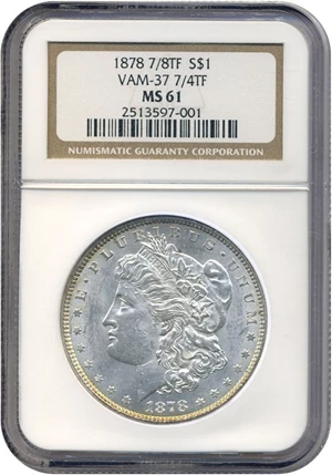image for: 1878 7/8TF $1 Strong VAM 37 7/4 NGC MS61