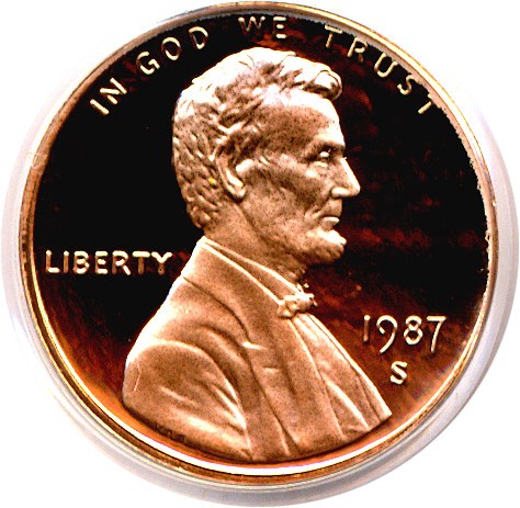 image for: 1987-S 1c  PCGS Proof 69 RD DCameo