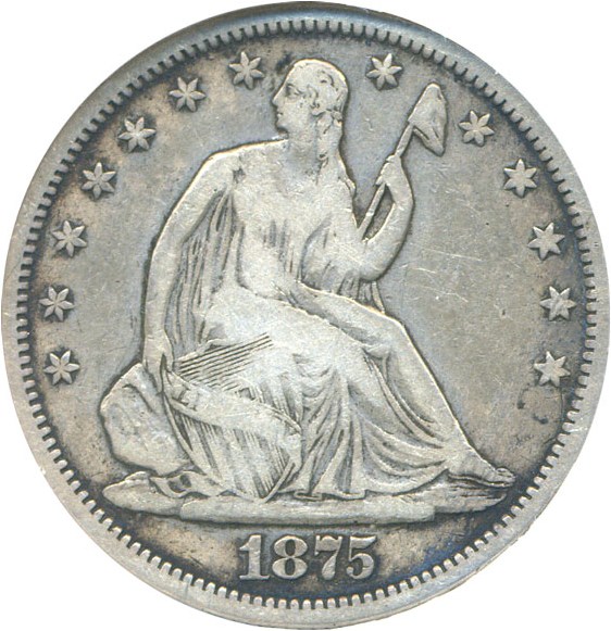 image for: 1875-S 50c DGS VG10  Micro S (Lightly Cleaned, Environmental Damage)