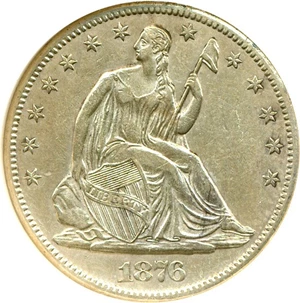 image for: 1876-CC 50c DGS AU50 (Cleaned, Slightly Bent)
