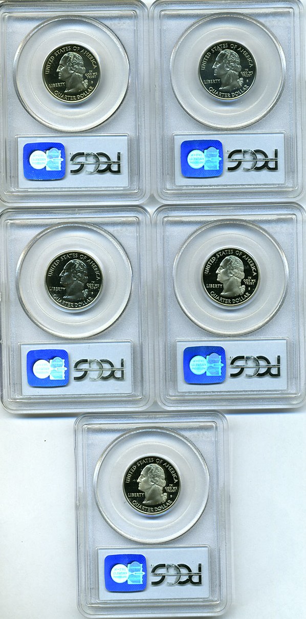 image for: 2002-S 25c State Quarters Proof Set - Clad (5 coins) PCGS Proof 69 DCameo