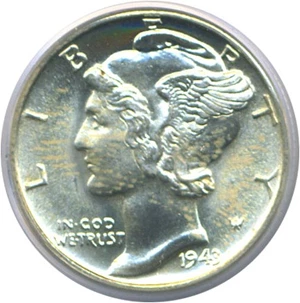image for: 1943-D 10c PCGS MS66 FB