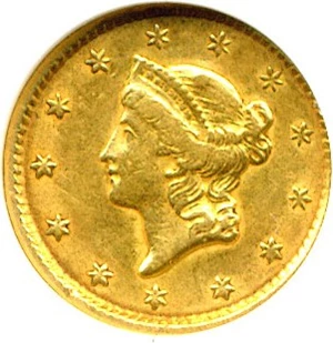 image for: 1851 G$1 DGS XF40 (Lightly Cleaned)