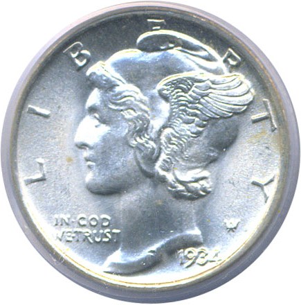 image for: 1934 10c  PCGS MS65 FB
