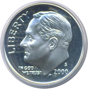 image for: 2000-S 10c Silver PCGS Proof 69 DCameo