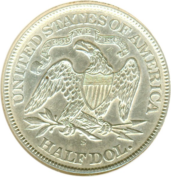 image for: 1874-S 50c DGS AU50  (Cleaned)