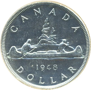 image for: Canada: 1948 $1 DGS AU55 (Lightly Cleaned)