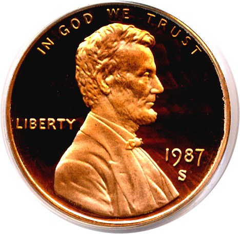 image for: 1987-S 1c  PCGS Proof 69 RD DCameo