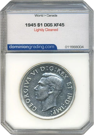 image for: Canada: 1945 $1 DGS XF45 (Lightly Cleaned)