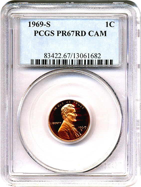 image for: 1969-S 1c  PCGS Proof 67 RD Cameo