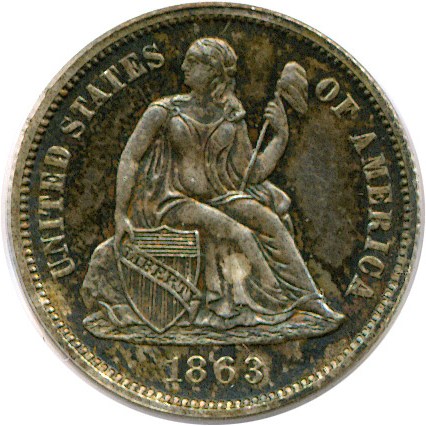 image for: 1863 10c  PCGS Proof 63 