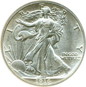 image for: 1916-D 50c DGS AU58 (Lightly Cleaned)