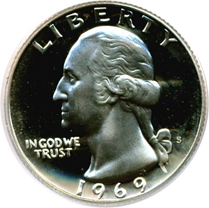 image for: 1969-S 25c PCGS Proof 67 Cameo