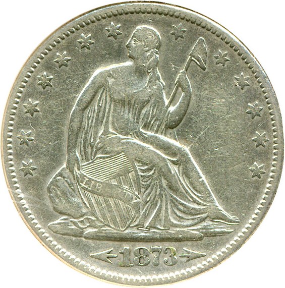 image for: 1873-S 50c DGS VF25  Arrows (Cleaned)