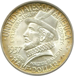 image for: 1937 50c Roanoke PCGS MS67