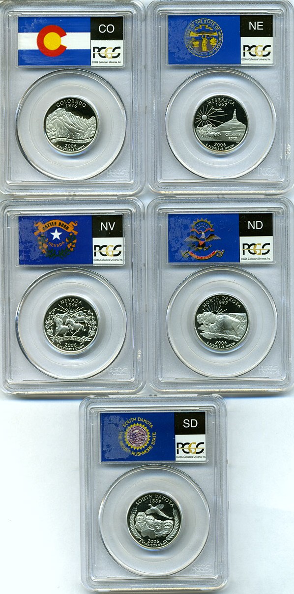 image for: 2006-S 25c State Quarters Proof Set - Clad (5 coins) PCGS Proof 69 DCameo