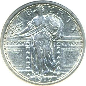 image for: 1917 25c DGS AU53 Type 1 (Lightly Cleaned)