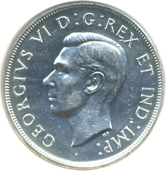 image for: Canada: 1947 $1 DGS AU55 Maple Leaf (Cleaned)