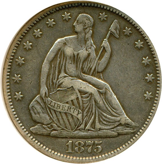 image for: 1875-S 50c Small Wide S DGS XF40  (Lightly Cleaned)