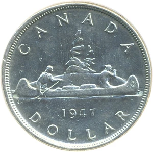 image for: Canada: 1947 $1 Blunt 7 DGS AU50 (Lightly Cleaned)