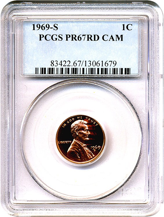 image for: 1969-S 1c  PCGS Proof 67 RD Cameo