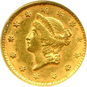 image for: 1853 G$1 DGS XF45 (Lightly Cleaned)