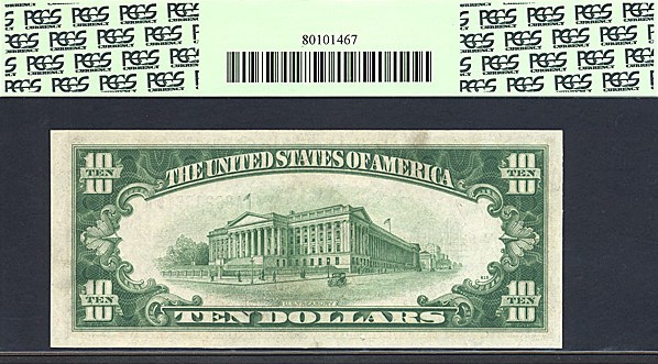 image for: Fr.1702 1934A $10 with blue seal and serial numbers. PCGS Gem CU65 PPQ [A86235615A]