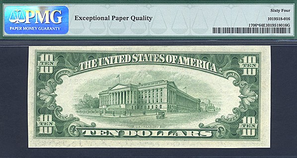 image for: Fr.1706 1953 $10 Blue Seal and Serial Numbers PMG Choice CU64 EPQ [00274333] *Star* 