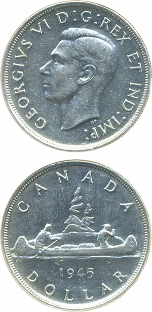 image for: Canada: 1945 $1 DGS XF45 (Lightly Cleaned)