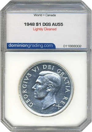 image for: Canada: 1948 $1 DGS AU55 (Lightly Cleaned)