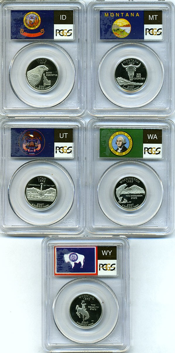 image for: 2007-S 25c State Quarters Proof Set - Clad (5 coins) PCGS Proof 69 DCameo