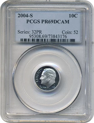 image for: 2004-S 10c PCGS Proof 69 DCameo