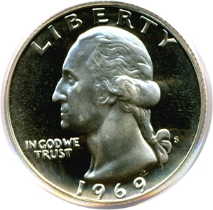 image for: 1969-S 25c PCGS Proof 67 Cameo